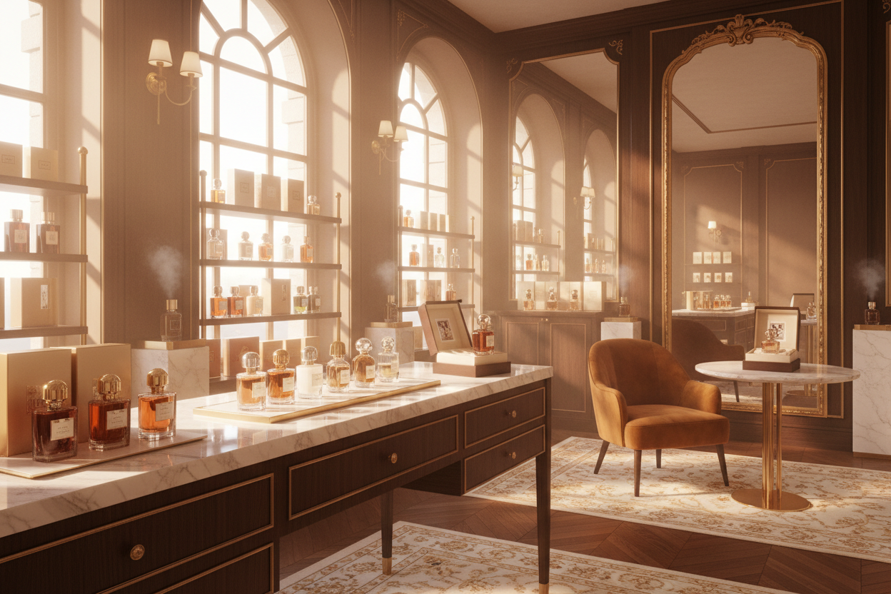 immagine calda di profumi in negozio